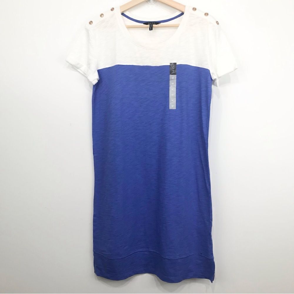 Nicole Miller New York NEW Blue White Color block Jersey Knit Dress